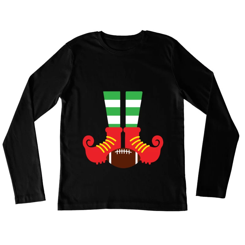 Jambes de lutin avec ballon de football Femme Manches Longues T-Shirt