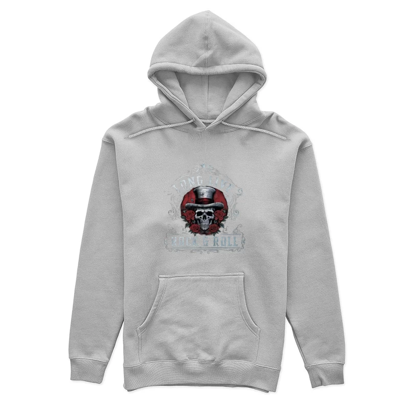 Long Live Rock and Roll Skull Design Female Pullover Hoodie