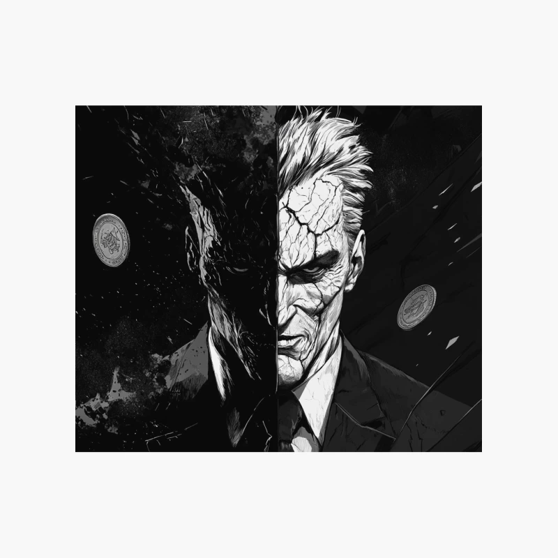 Dual-Faced Villain: A Dark Comic Portrayal Cotton Tote Bag