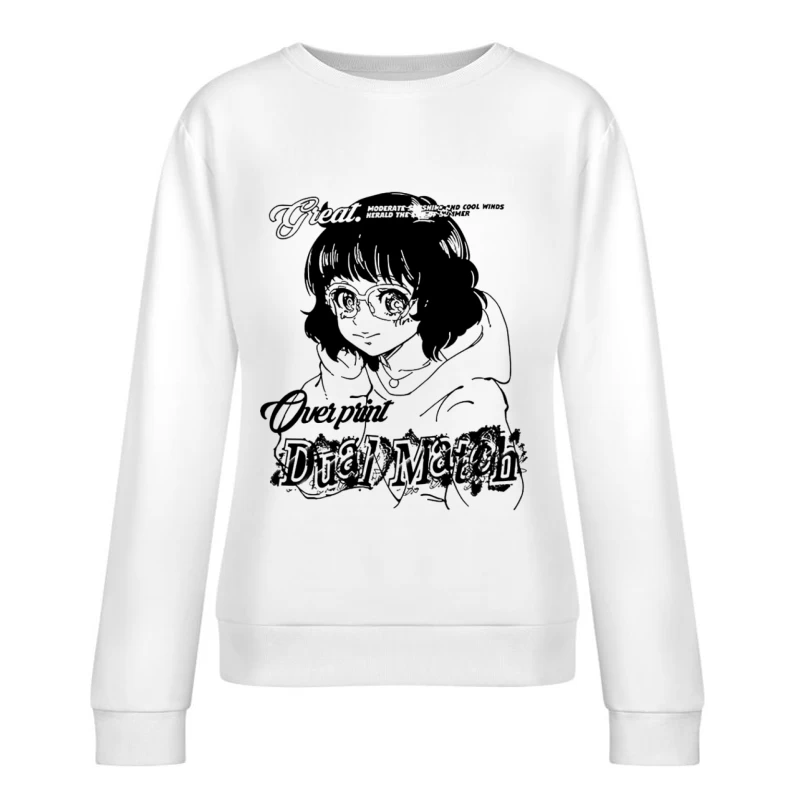 Mysteriöse Manga-Figur mit Brille Damen Pullover Sweatshirt