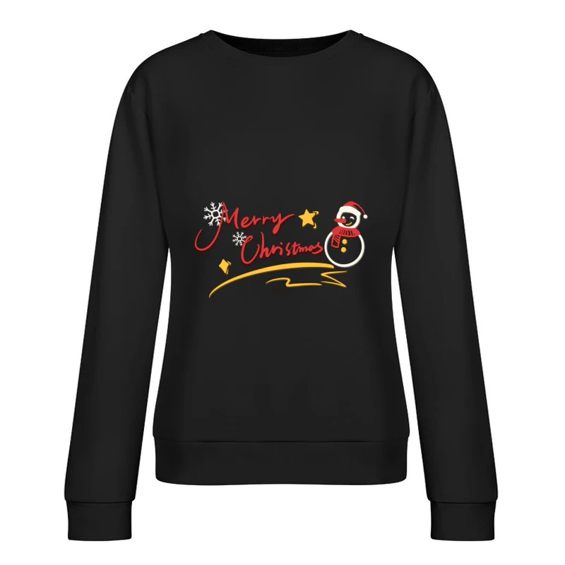 Fröhliche Weihnachten Gruß mit Schneemann Damen Pullover Sweatshirt