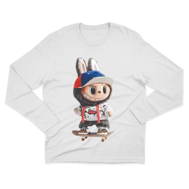 Niedlicher Skater-Bunny mit Kapuze Herren Langarm T-Shirt