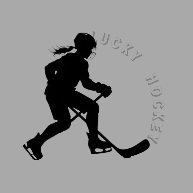 Female Hockey Player Silhouette in Action Female Pullover Hoodie