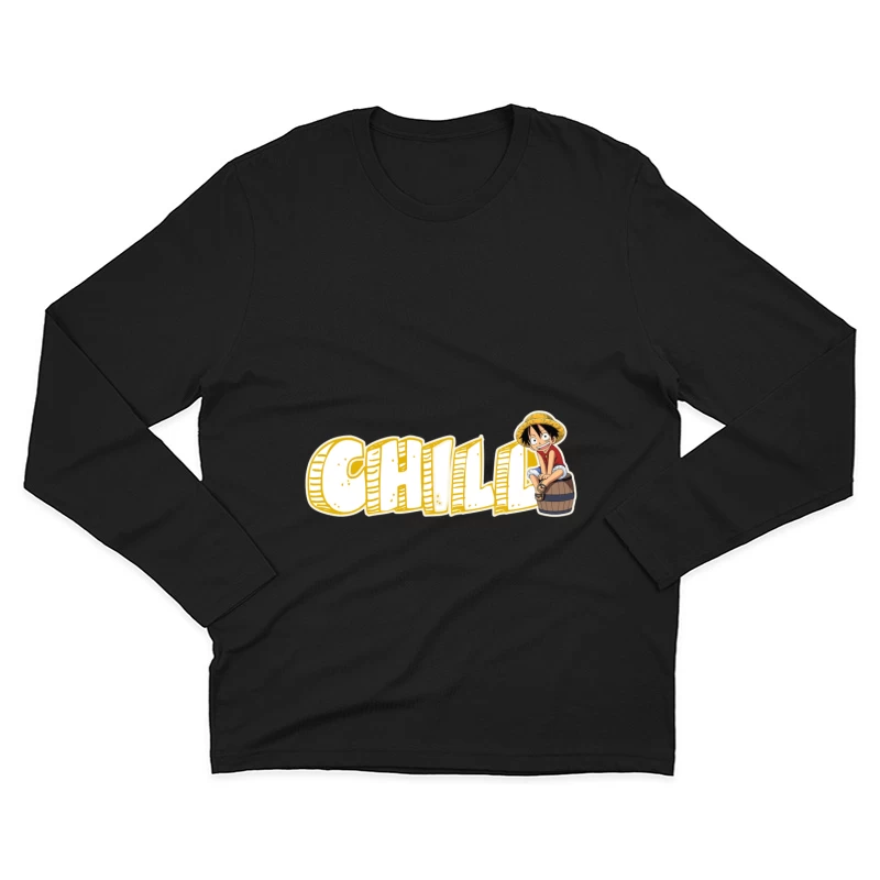 Chill Anime Illustration of Luffy from One Piece Male Long Sleeve T-Shirt