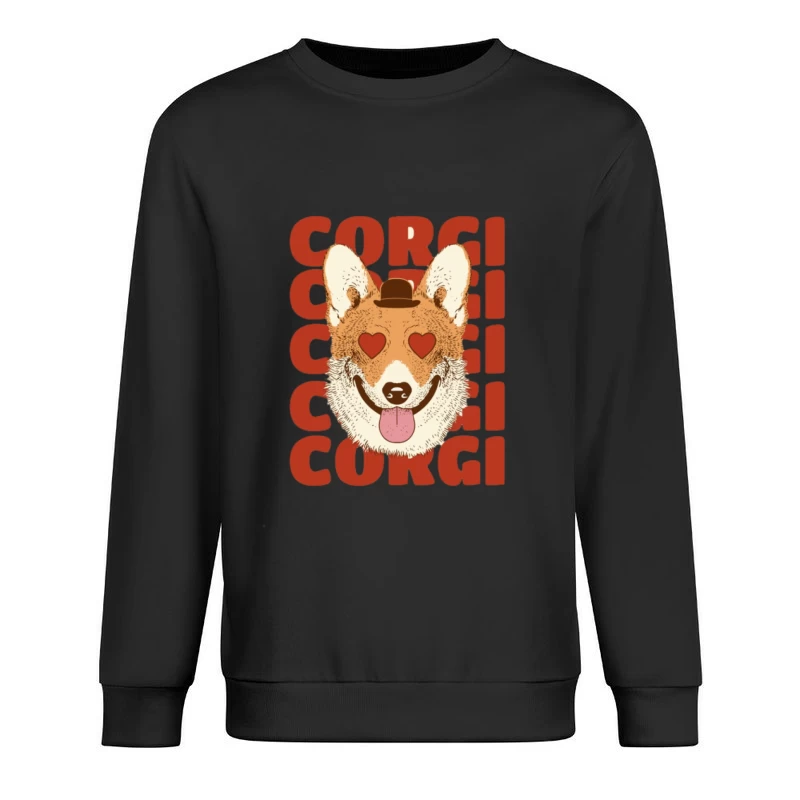 Corgi mit Herzaugen und Hut Herren Pullover Sweatshirt