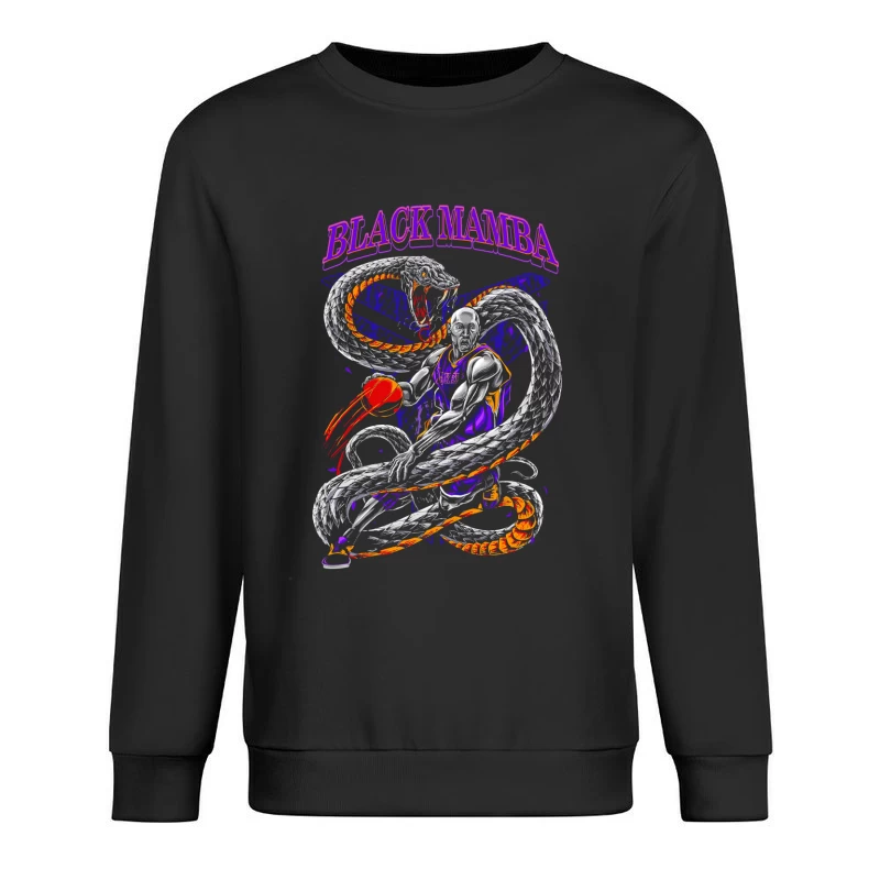 Basketball Illustration of Black Mamba with Snake Male Pullover Sweatshirt