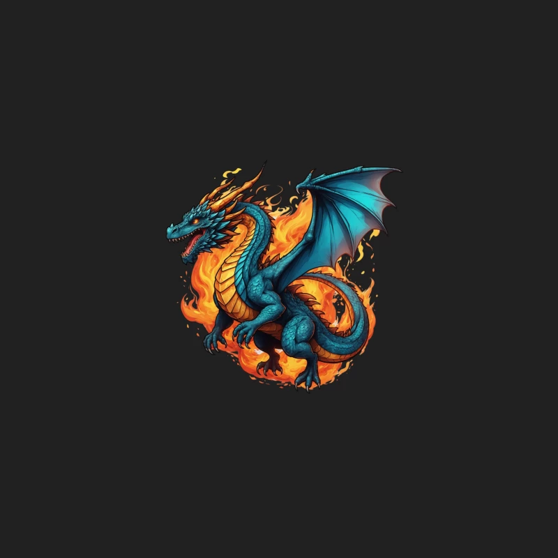 Blue Dragon in Flames Bucket Hat