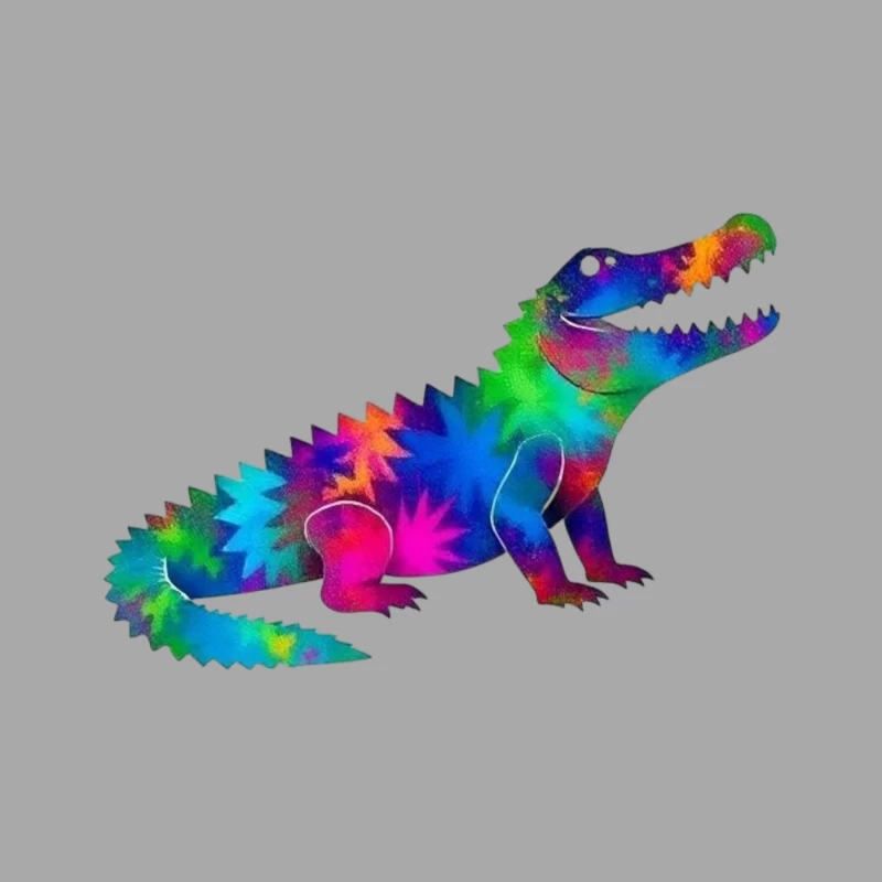 Rainbow Tie-Dye Dinosaur Digital Art Male Pullover Hoodie