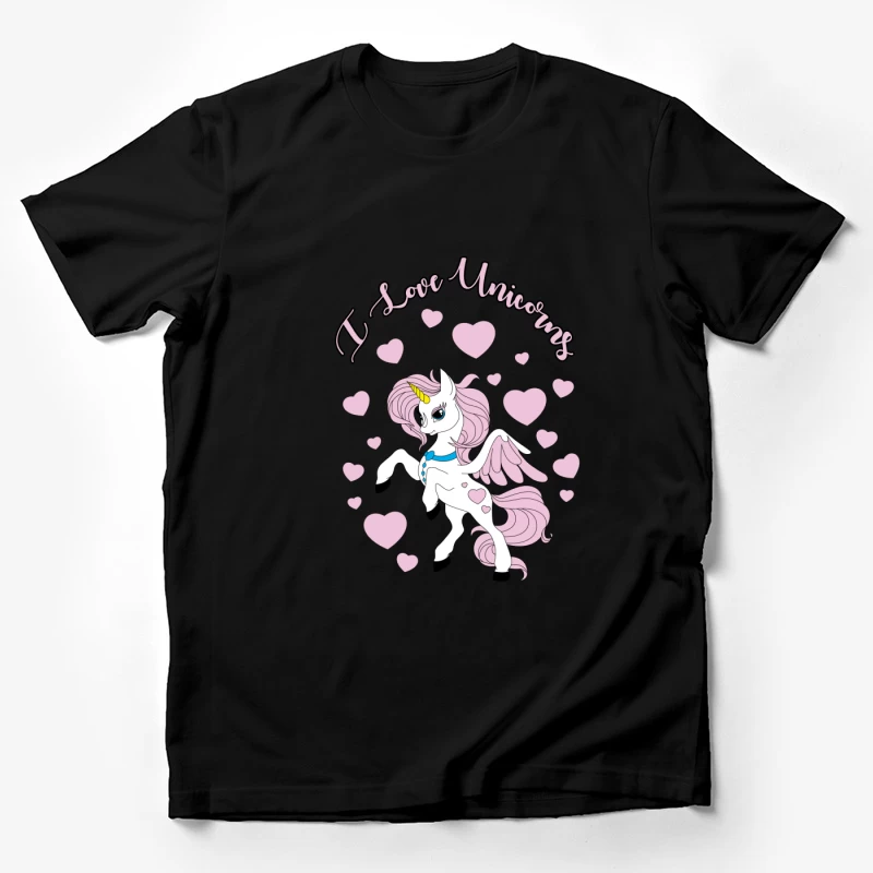 Niedliches Einhorn-Design mit Herzen Herren T-Shirt
