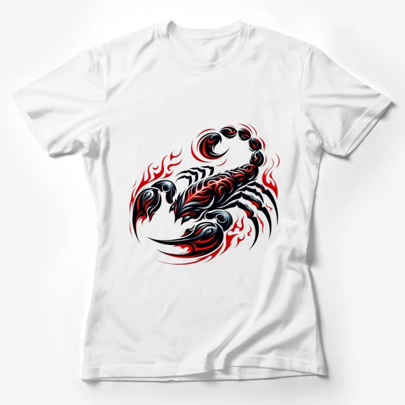 Stylized Scorpion with Flames Female T-Shirt