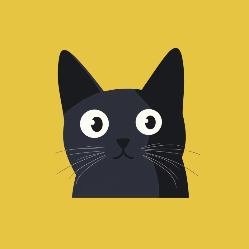 Adorable Cartoon Black Cat with Big Eyes Male T-Shirt