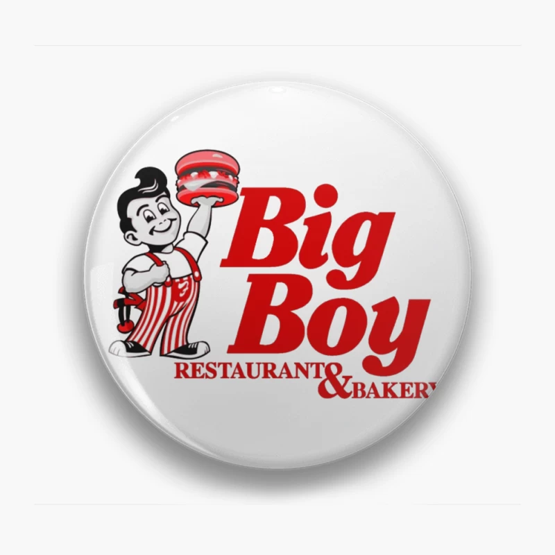 Vintage Big Boy Restaurant and Bakery Logo with Cartoon Mascot Pin