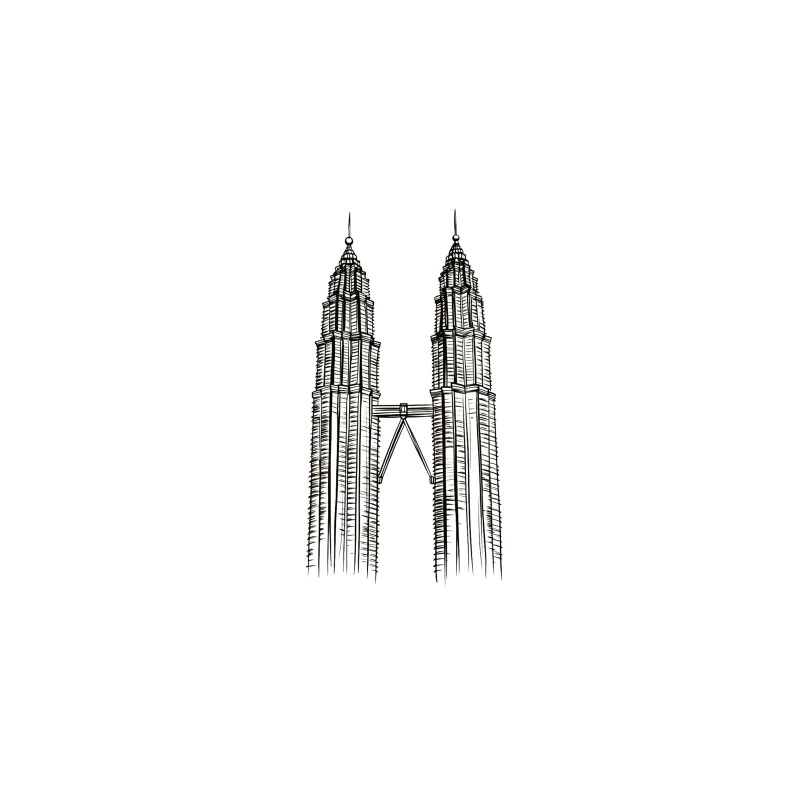 Line Drawing of Iconic Petronas Twin Towers in Kuala Lumpur Desk Mat