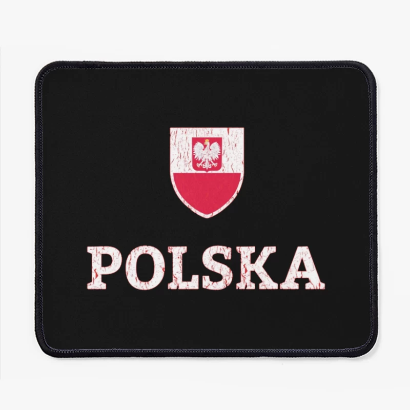 Polish National Shield with Eagle Emblem and Text Mouse Pad