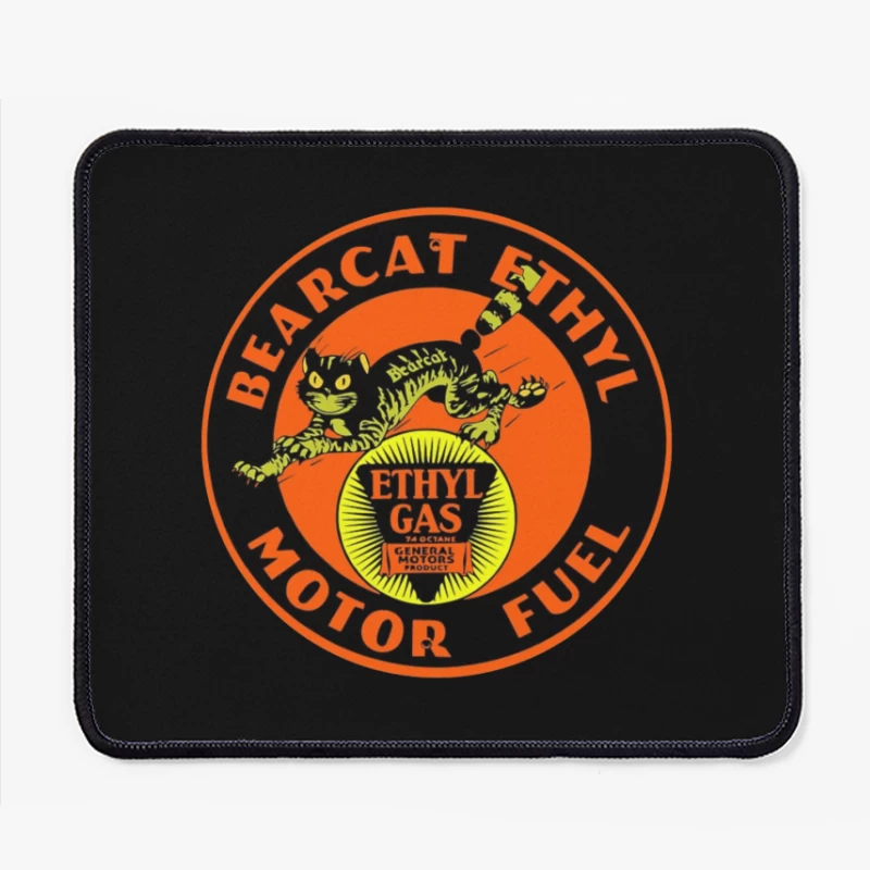 Vintage Bearcat Ethyl Motor Fuel Advertisement with Black Cat Mascot Mouse Pad