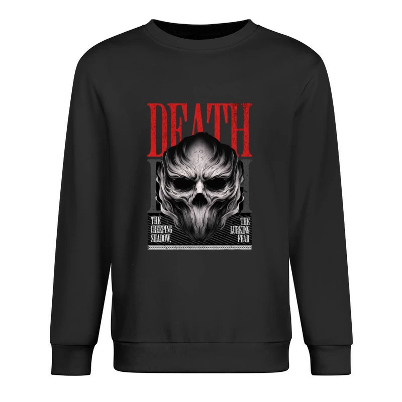 Gothic Death Skull with Red Typography Art Male Pullover Sweatshirt