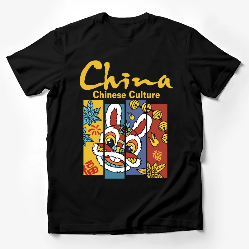 Chinesische Kultur mit Löwenkopf Herren T-Shirt