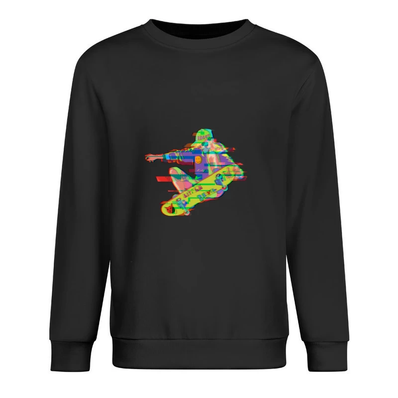 Glitch-Schädel-Skateboarding Herren Pullover Sweatshirt