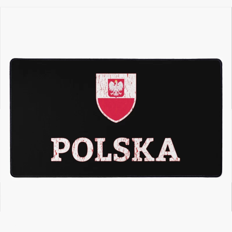 Polish National Shield with Eagle Emblem and Text Desk Mat