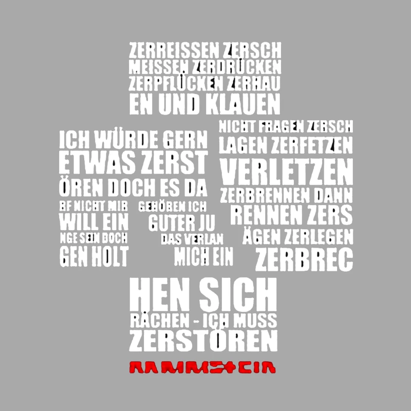 Rammstein Typography Art with German Text on White Background Female Pullover Hoodie