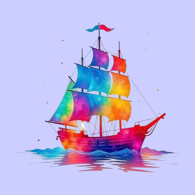 Colorful Sailing Ship Throw Pillow