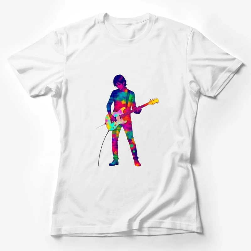 Colorful Musician Playing Electric Guitar Female T-Shirt