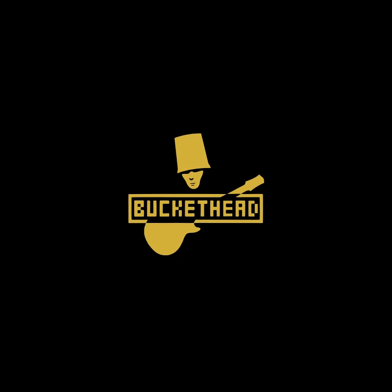 Gold Buckethead Guitar Player Logo Design Travel Mug