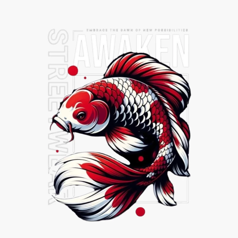 Koi Fish Art with Awakening Theme Cotton Tote Bag