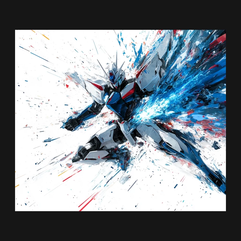 Dynamic Mecha Anime Explosion in Abstract Digital Art Mouse Pad