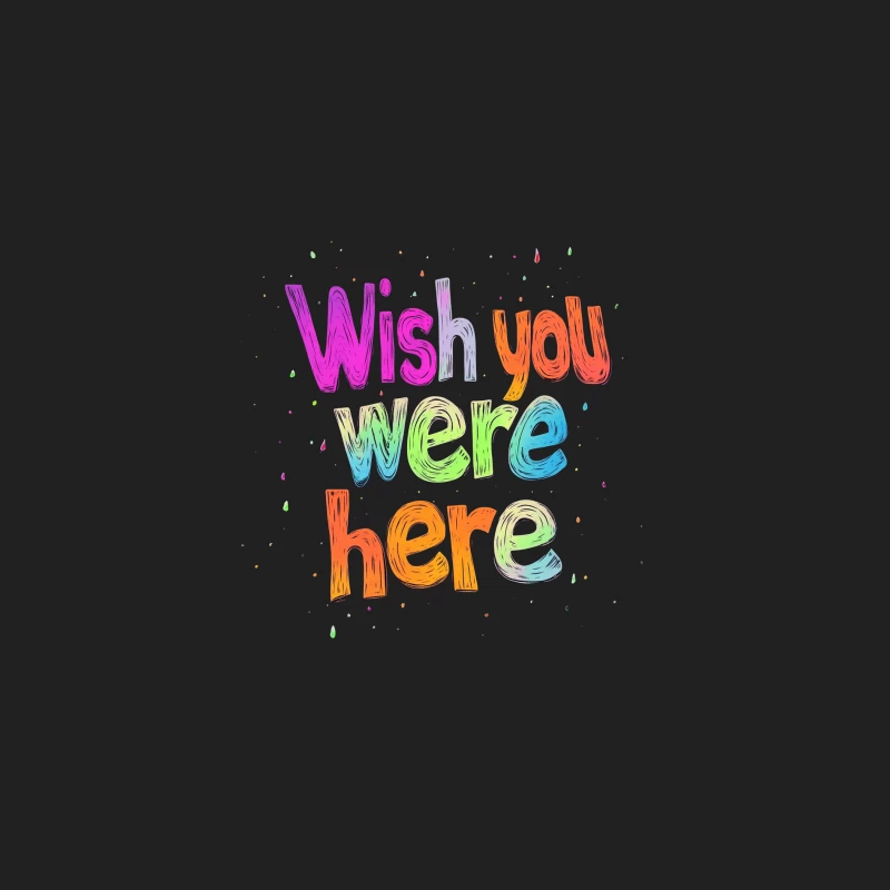 Vibrant "Wish You Were Here" Typography on Black Background Bucket Hat