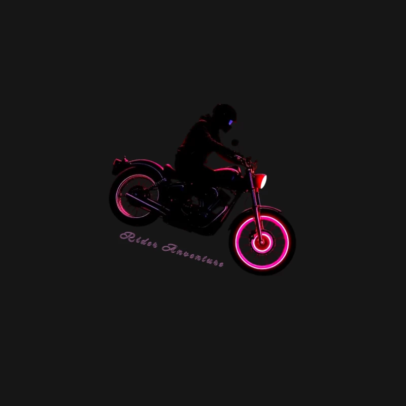 Neon-Glowing Vintage Motorcycle Rider Silhouette Desk Mat