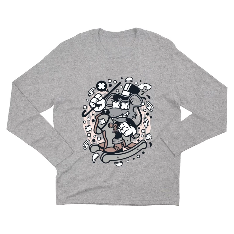 Chien magique avec canne et chapeau haut de forme Homme Manches Longues T-Shirt
