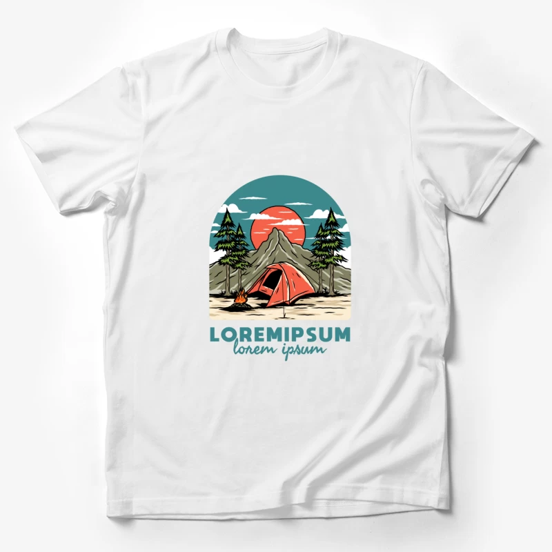 Campinglandschaft mit Sonnenuntergang Herren T-Shirt