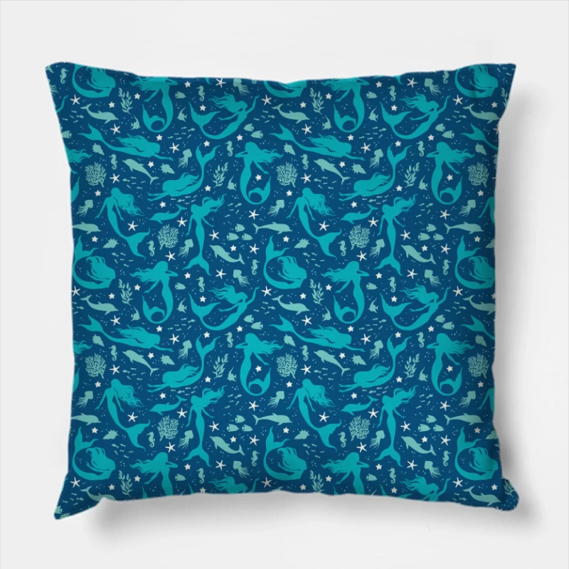 Dive into Whimsy: Enchanting Mermaid Adventure Throw Pillow