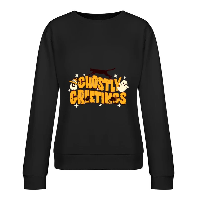 Salutations Fantomatiques avec Design d'Halloween Femme Sweat-shirt à enfiler