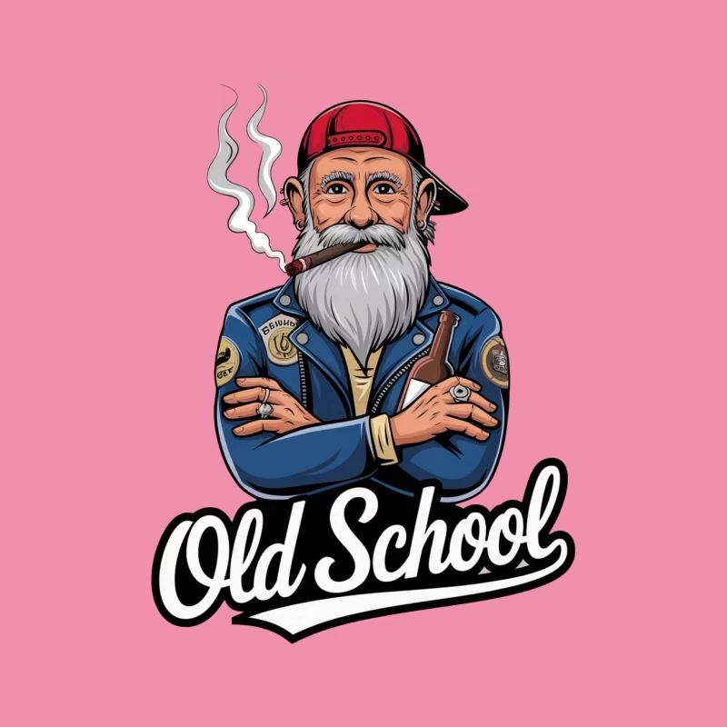 Old School Vintage Biker with Beard and Baseball Cap Female T-Shirt