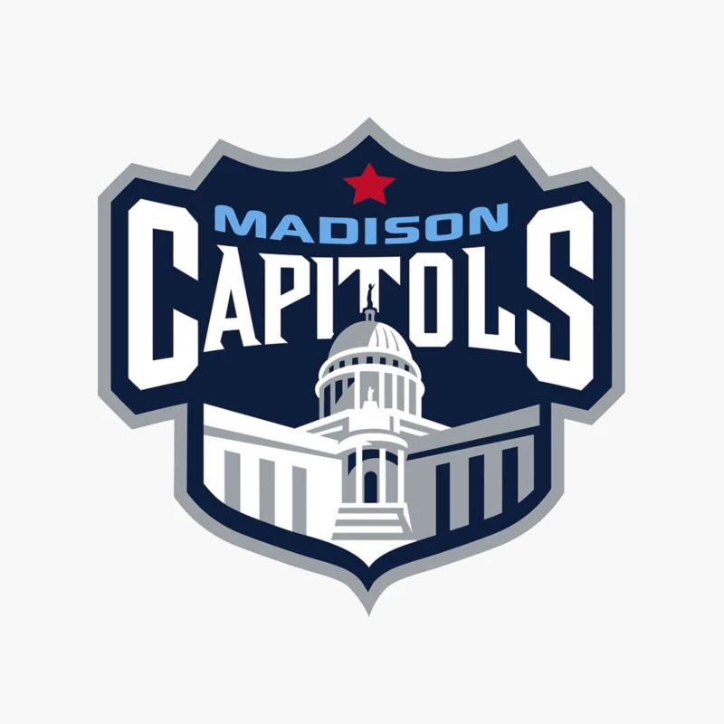 Madison Capitols Hockey Team Logo featuring Wisconsin State Capitol Building Cotton Tote Bag