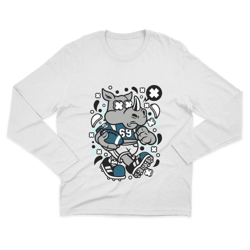 Rhinocéros joueur de football illustré Homme Manches Longues T-Shirt