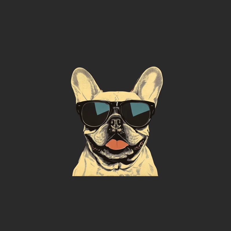 Cool French Bulldog Wearing Sunglasses Illustration Baseball Cap