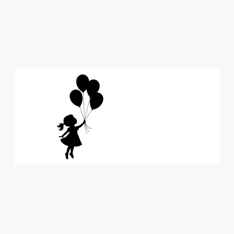 Whimsical Silhouette of Girl Flying with Balloons Coffee Mug