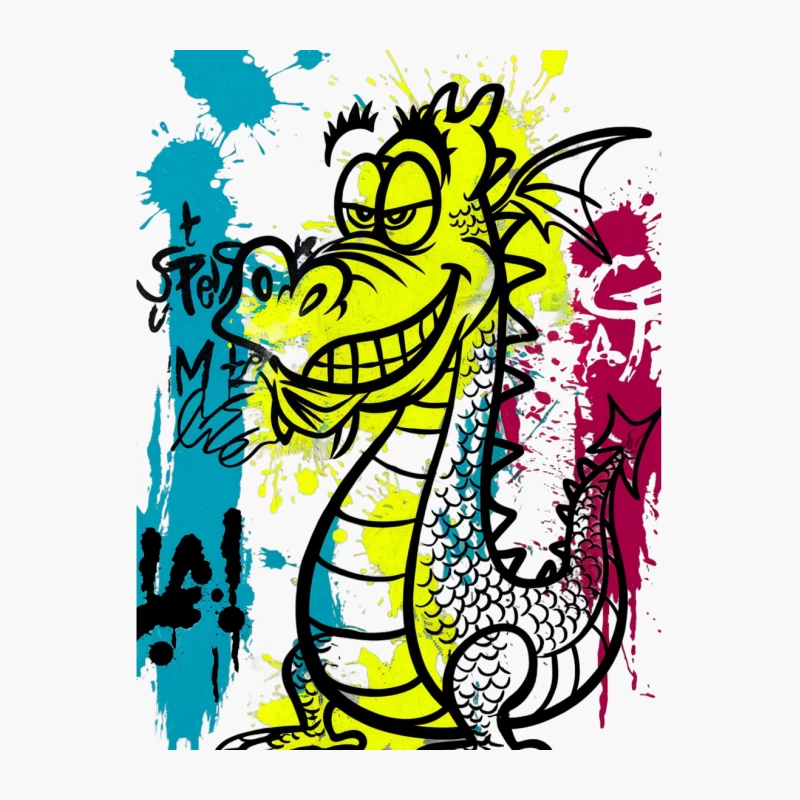Whimsical Graffiti Dragon: Urban Pop Art Explosion Cotton Tote Bag