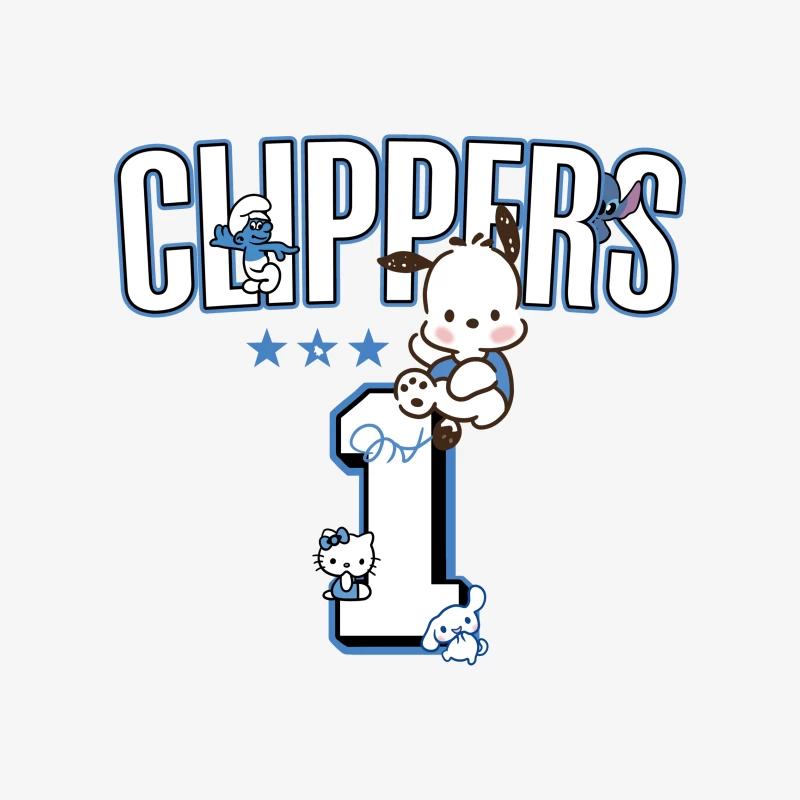 Niedliche Charaktere und Clippers-Design Herren Pullover Sweatshirt