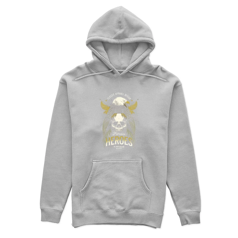 Heroic Eagle Skull with Golden Wings Vintage Design Female Pullover Hoodie