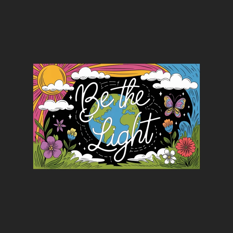 Vibrant Inspirational Earth Illustration: Be the Light Male Pullover Sweatshirt