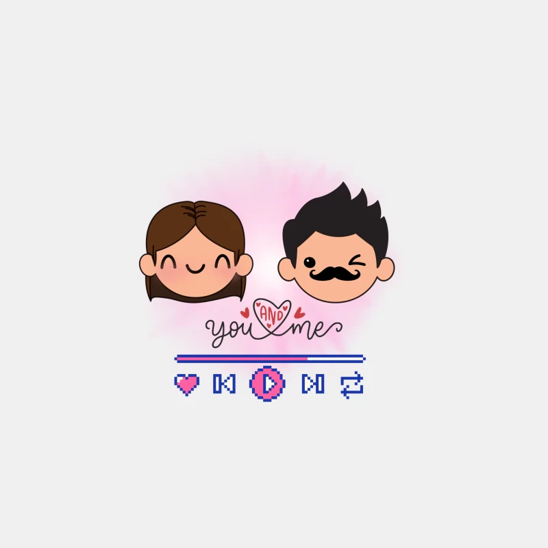 Adorable Chibi Couple Hugging with Pink Hearts Male Tank Top