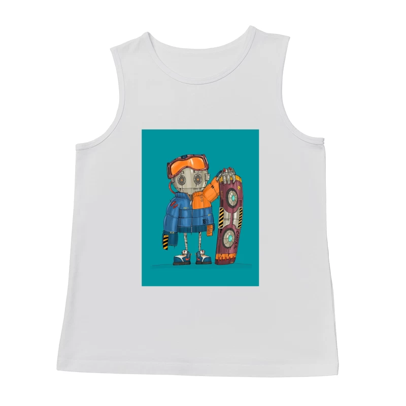 Cute Robot Skater with Futuristic Board Male Tank Top