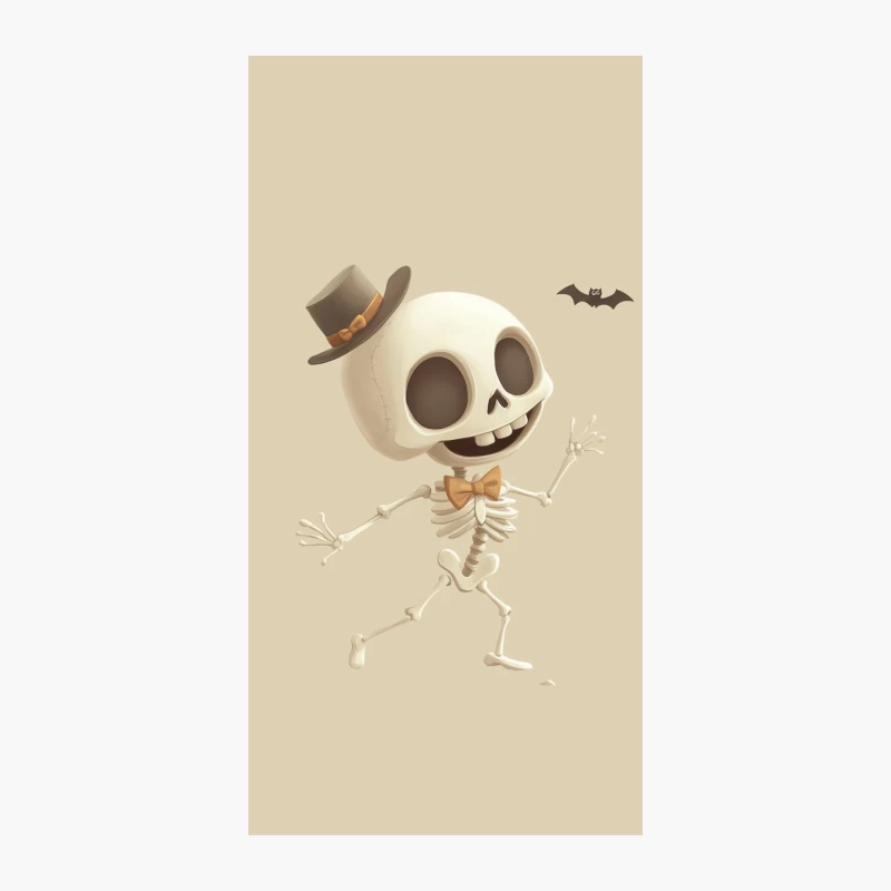 Cute Cartoon Skeleton in Hat and Bow Tie for Halloween iPhone Case
