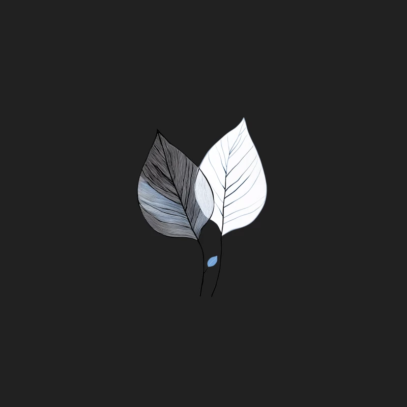 Minimalist Leaf Illustration: Black and White Botanical Line Drawing Bucket Hat