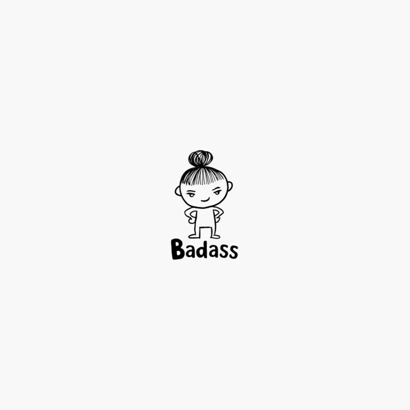 Simple Badass Cartoon Character with Attitude Cotton Tote Bag