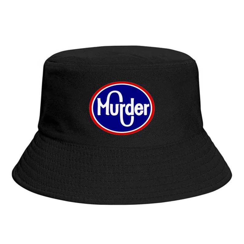 Vintage-Style Murder Text Logo in Blue and Red Bucket Hat